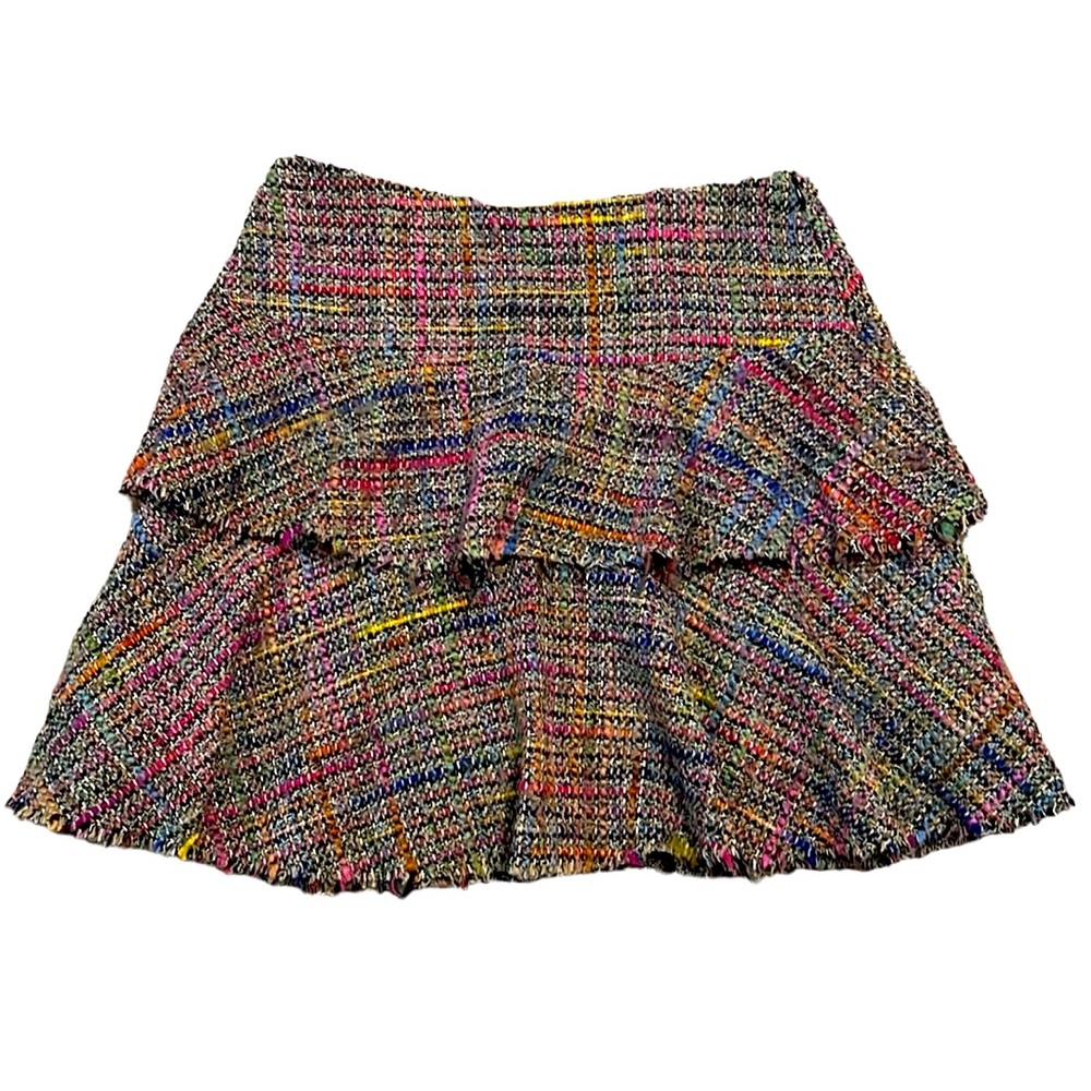 TRINA TURK Wool Blend Layered Mini Skirt Multicolored Size 4